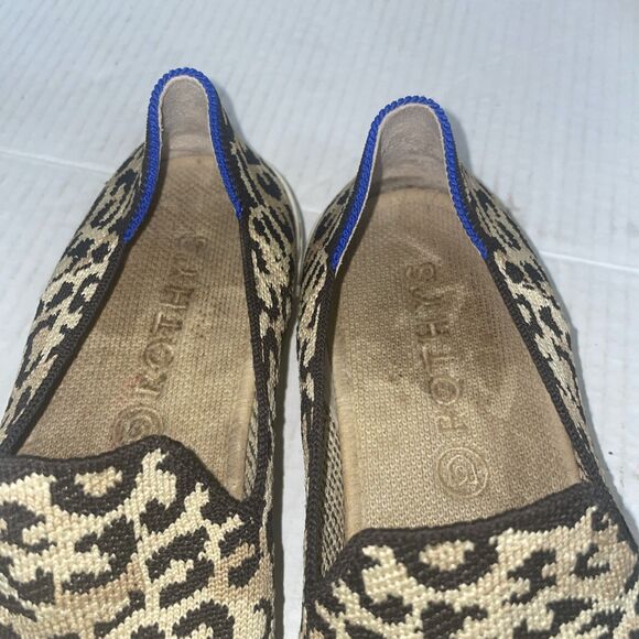 Rothys The Sneaker Womens 8.5 Black Beige Animal Print Knit Slip On Washable - Picture 7 of 9